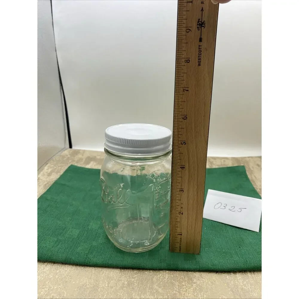 Vtg Embossed Fruit Mason Clear Sculptured Glass Jar Genuine Ball & Lid 5.25” T
